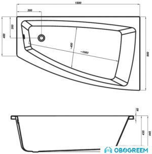 Ванна Cersanit Lorena 150x90R (с ножками) S301-083