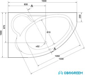 Ванна Cersanit Kaliope 153x100 (правая)