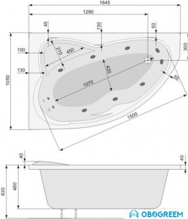 Ванна Poolspa Europa 165x105 L Economy 2 PHA4810SO2C0000