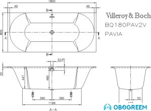 Ванна Villeroy & Boch Pavia (BQ180PAV2V) 180x80