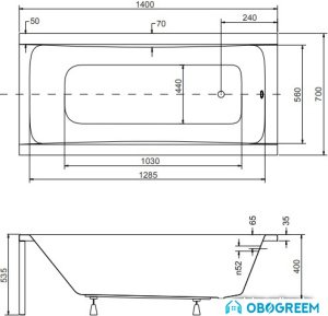 Ванна Besco Optima 140x70