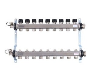 Uponor Smart S коллектор с клапанами стальной, выходы 9X3/4