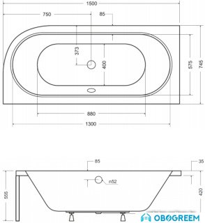 Ванна Besco Avita L 150x75