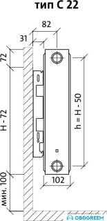 Стальной панельный радиатор Royal Thermo Compact C22-300-1000 (Bianco Traffico)