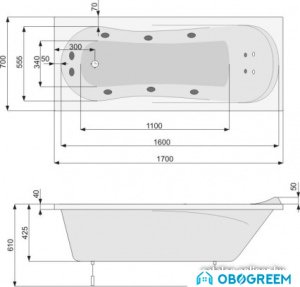 Ванна Poolspa Muza 170 x 70