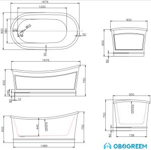 Ванна BelBagno BB32 168х90