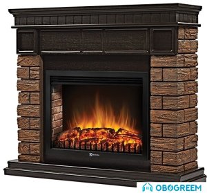 Портал Firelight Bricks Wood 30 (камень темный, шпон венге)