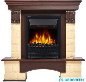 Портал Firelight Forte Classic U (угловой, камень бежевый/шпон темный дуб)