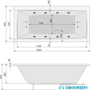 Ванна Poolspa Vita 190x90 Smart 1 PHPH910ST1C0000