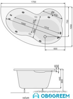 Ванна Poolspa Mistral 170x105 R Smart 2+ PHA4T10ST2C1960