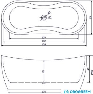 Ванна Fiinn Рикарда 158x65 A-5024
