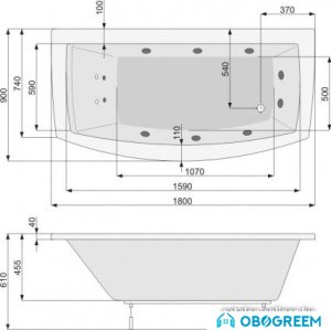 Ванна Poolspa Quarzo 180 x 90