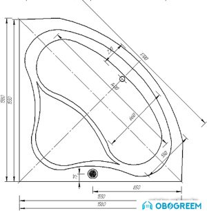 Ванна Aquatek Агава 156x156