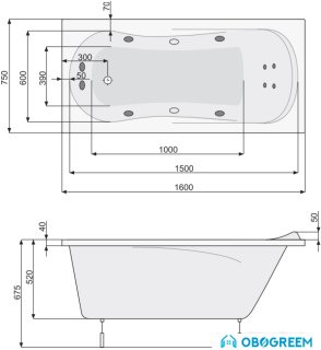 Ванна Poolspa Muza XL 160x75 Smart 1 PHPL710ST1C0000