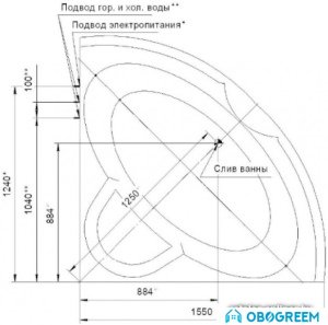 Ванна Aquatek Поларис 2 155x155 (с гидромассажем и экраном)