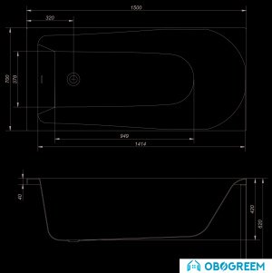 Ванна Cersanit Flavia 150x70 (с ножками) S301-105