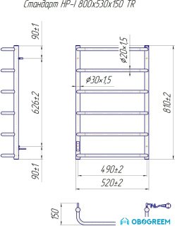 Полотенцесушитель Марио Стандарт HP-I 80x53 TR (правый)