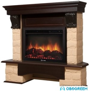 Портал Firelight Forte 25S (камень бежевый/шпон темный дуб)
