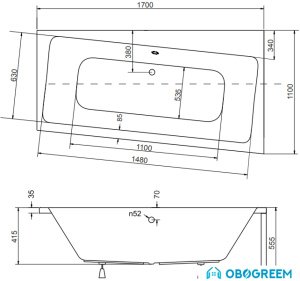 Ванна Besco Infinity R 170x110