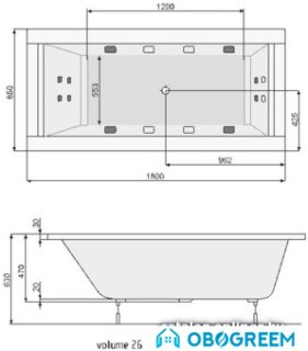 Ванна Poolspa Windsor 180x85 Smart 2+ PHPNT10ST2C1960