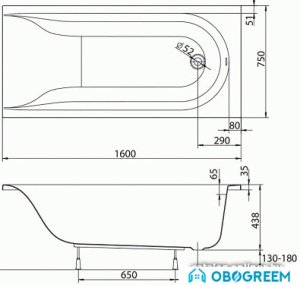 Ванна Kolo Mirra 160x75 XWP3360000 (с экраном)
