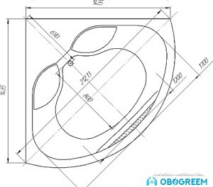 Ванна Aquatek Борей 148.5x148.5