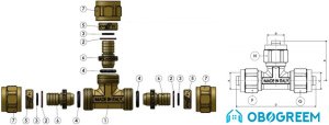 Фитинг APE Тройник зажимной 20x90° [37TL202020]