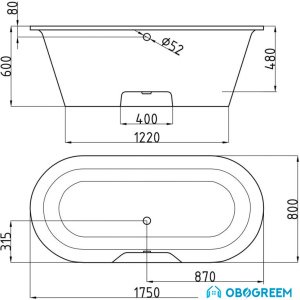 Ванна AquaStone Венеция 175x80