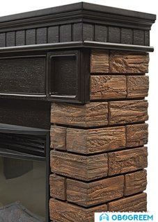 Портал Firelight Bricks Wood 25 (камень темный/шпон венге)
