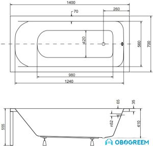 Ванна Besco Continea 140x70