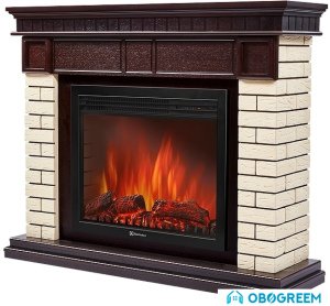 Портал Firelight Bricks 30 (камень бежевый/шпон темный дуб)