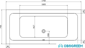 Ванна Kolo Modo 170x75 (слив посередине)