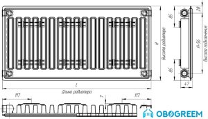 Стальной панельный радиатор Лидея ЛУ 11-309 300x900