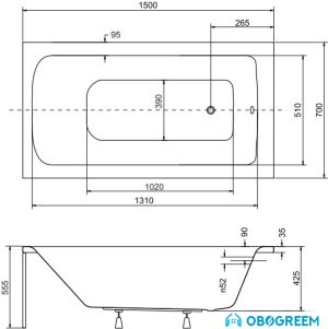 Ванна Besco Talia 150x70