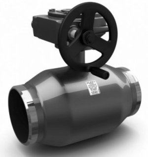 Кран шаровой КШ.Ц.П.Р.150.025.Н/П.02 цельносварной Dn150 Pn25 стандартный проход под приварку с редуктором LD
