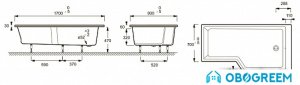 Ванна Jacob Delafon Bain Douche Neo 170x90 E6D002R-00 (правая)