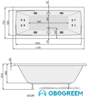 Ванна Poolspa Vita 170x75 Economy 1 PHPJ910SO1C0000