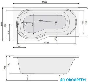 Ванна Poolspa Sophie 160x80 R