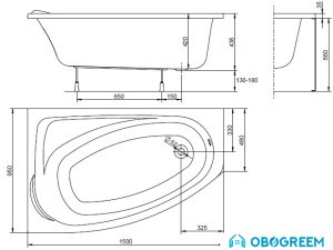 Ванна Ifo Locka 150x95 L