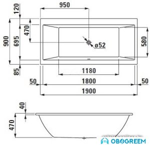 Ванна Laufen Pro 190x90 [2.3495.0.000.000.1]