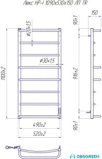 Полотенцесушитель Марио Люкс HP-I 109x53 TR (левый)