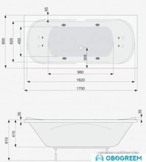 Ванна Poolspa Gemini 170 x 80