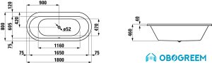 Ванна Laufen Solutions 180x80 [2.2451.0.000.000.1]